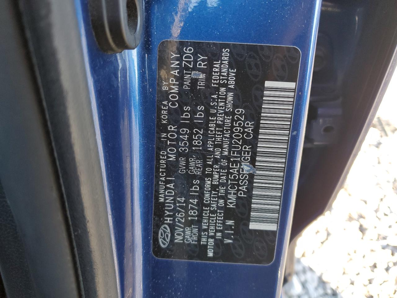 2015 Hyundai Accent Gs VIN: KMHCT5AE1FU209529 Lot: 86077585