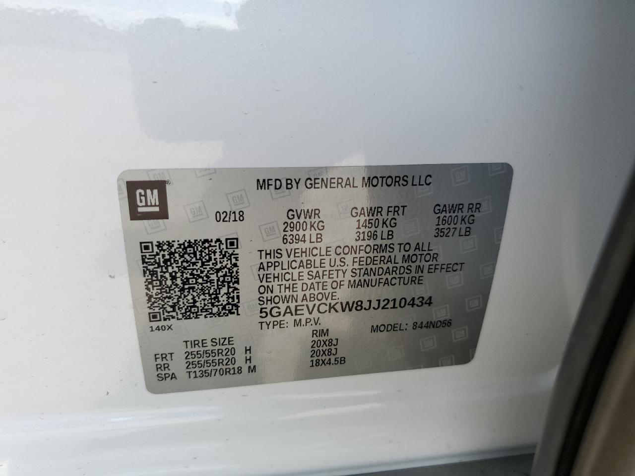 2018 Buick Enclave Avenir VIN: 5GAEVCKW8JJ210434 Lot: 85291815