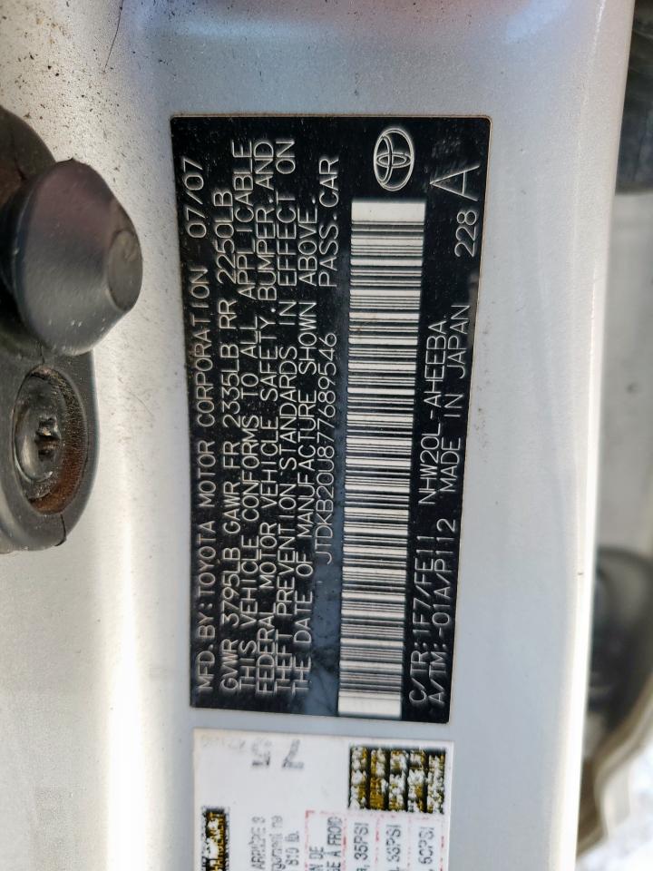 2007 Toyota Prius VIN: JTDKB20U877689546 Lot: 85551935