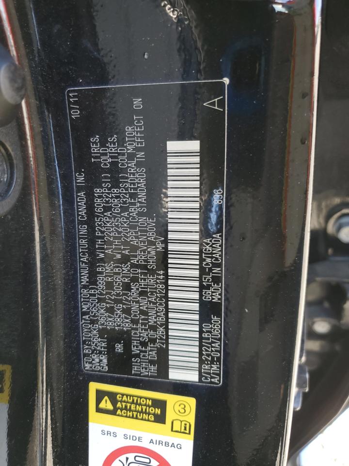 2012 Lexus Rx 350 VIN: 2T2BK1BA9CC128144 Lot: 86231495