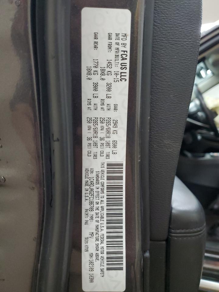 2015 Dodge Durango Sxt VIN: 1C4RDJAG2FC186709 Lot: 89811145