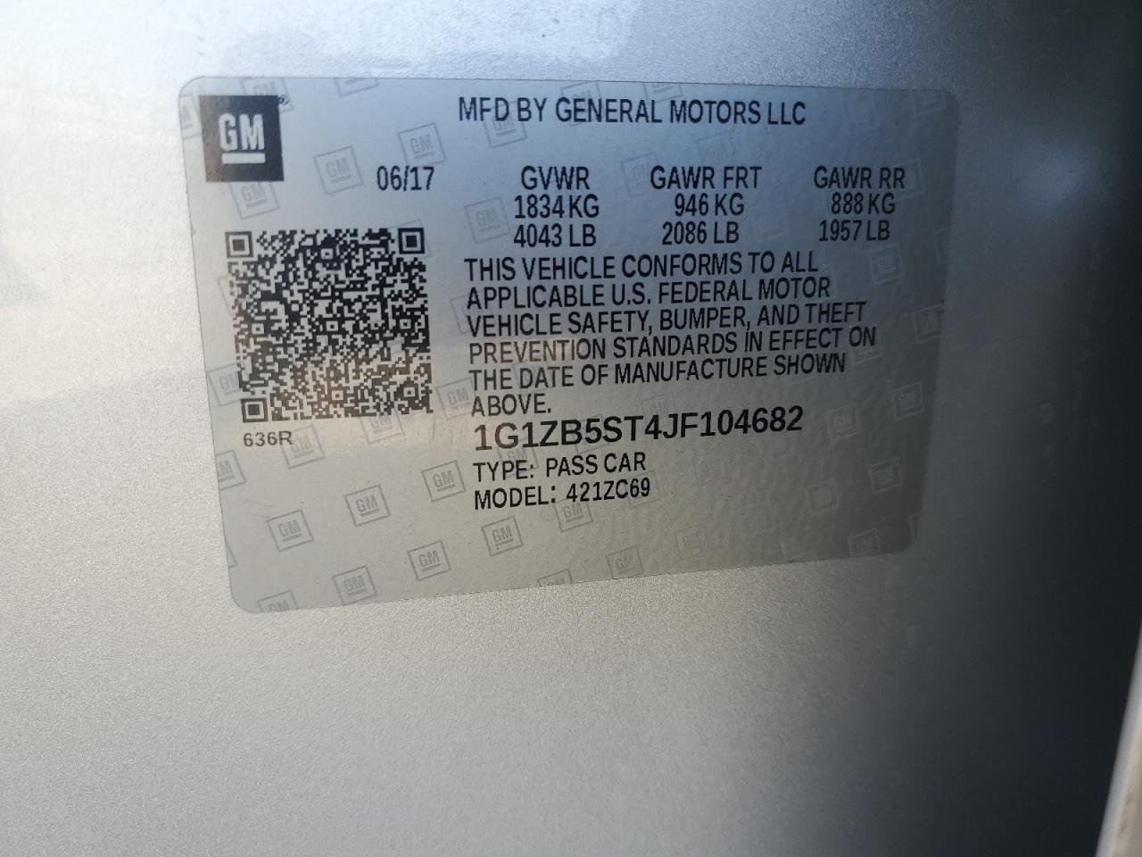 2018 Chevrolet Malibu Ls VIN: 1G1ZB5ST4JF104682 Lot: 82355675