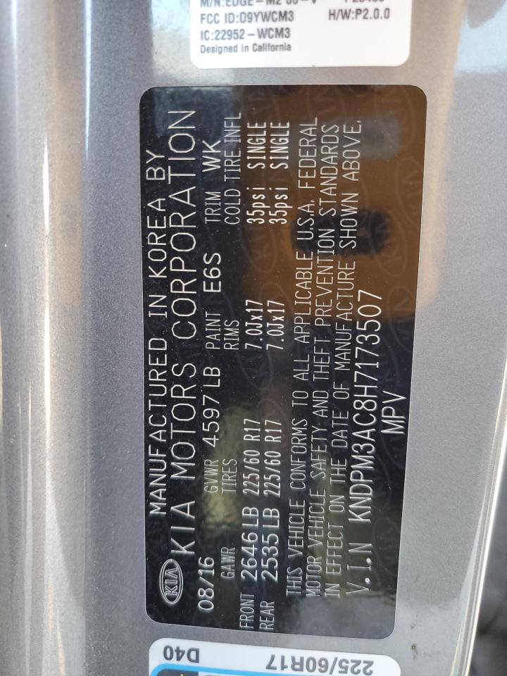 2017 Kia Sportage Lx VIN: KNDPM3AC8H7173507 Lot: 84829275