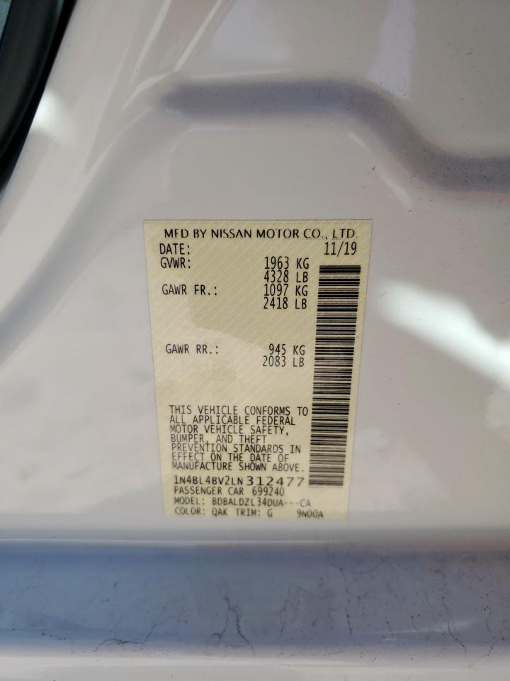 2020 Nissan Altima S VIN: 1N4BL4BV2LN312477 Lot: 87302205