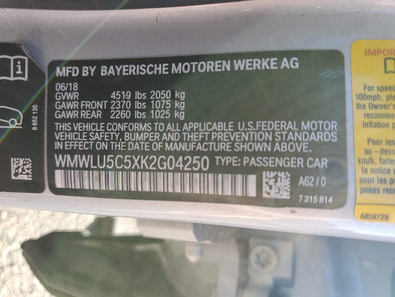 2019 Mini Cooper S Clubman All4 VIN: WMWLU5C5XK2G04250 Lot: 85263105