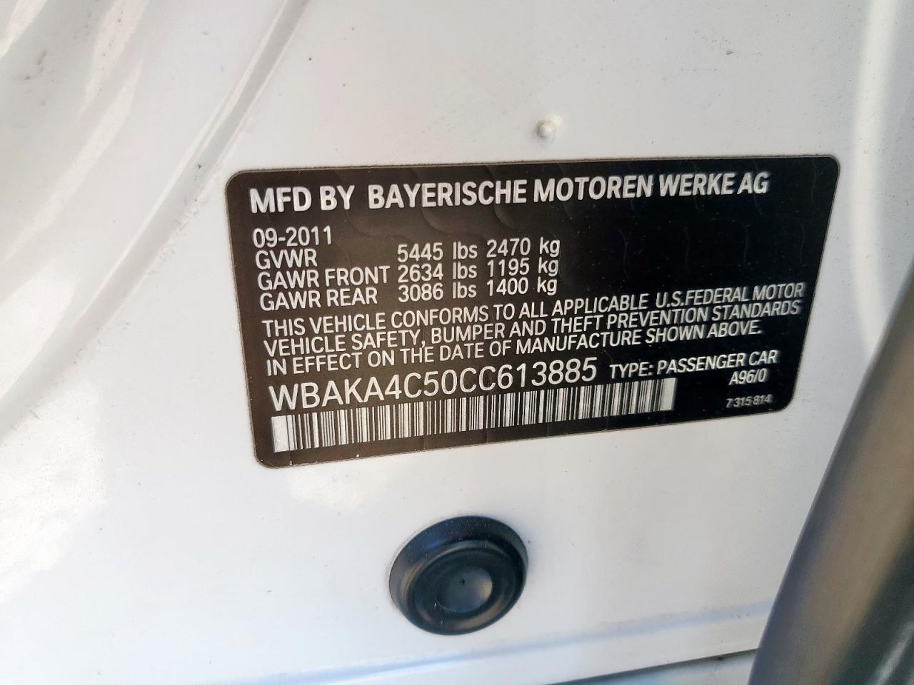 2012 BMW 740 I VIN: WBAKA4C50CC613885 Lot: 90616135