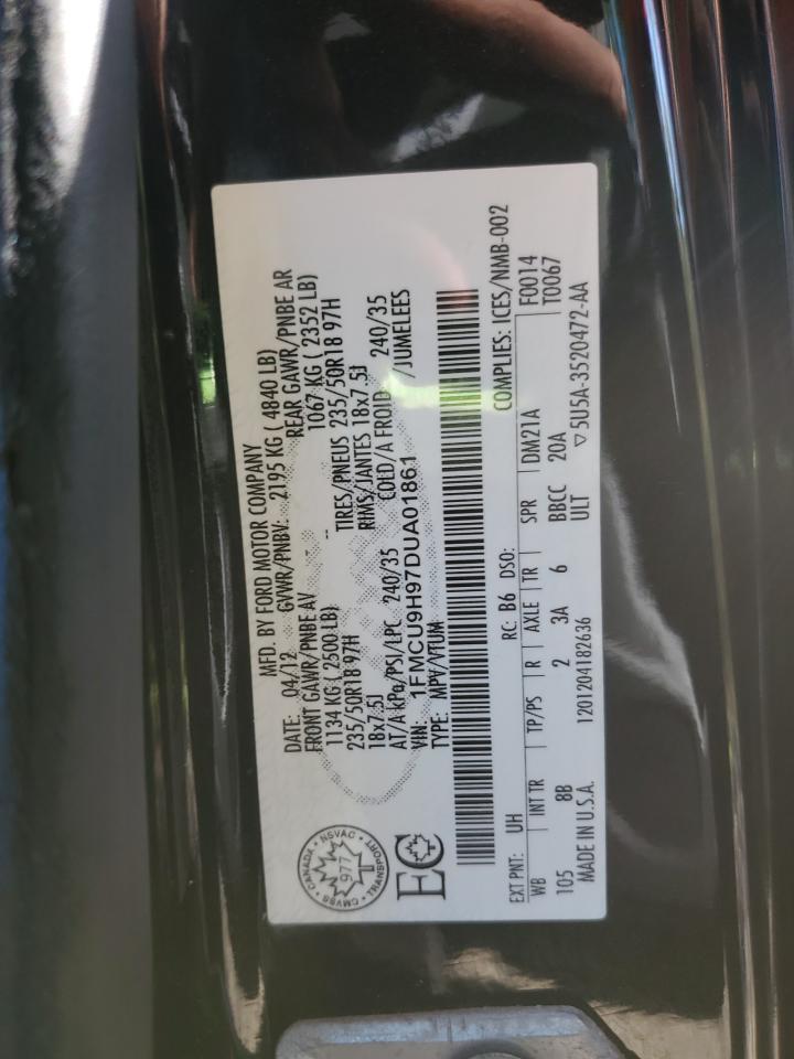 2013 Ford Escape Sel VIN: 1FMCU9H97DUA01861 Lot: 82191095