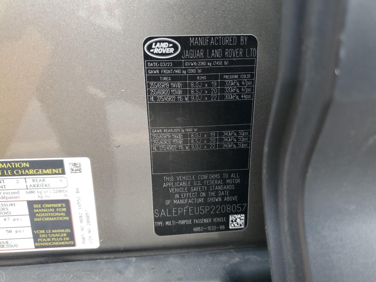 2023 Land Rover Defender 130 Se VIN: SALEPFEU5P2208057 Lot: 84472815