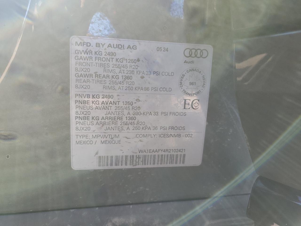 2024 Audi Q5 Premium Plus 45 VIN: WA1EAAFY4R2102421 Lot: 84258975