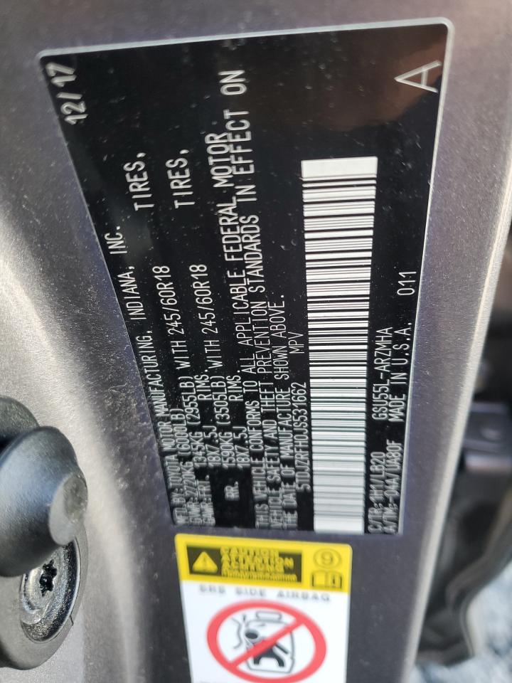 2018 Toyota Highlander Se VIN: 5TDJZRFH0JS531662 Lot: 86839225