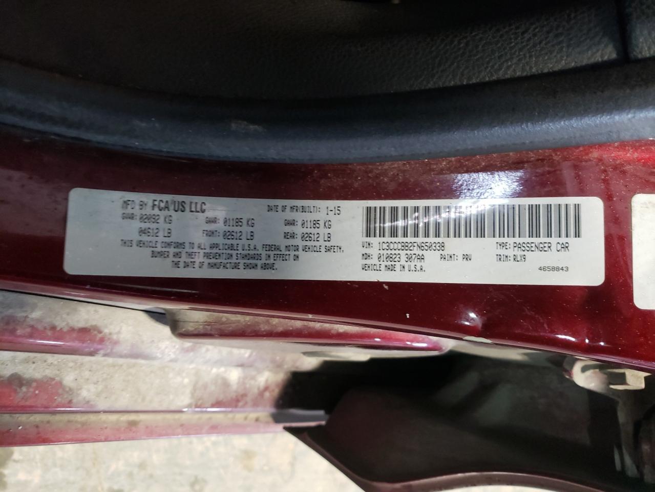 2015 Chrysler 200 S VIN: 1C3CCCBB2FN650338 Lot: 82599335