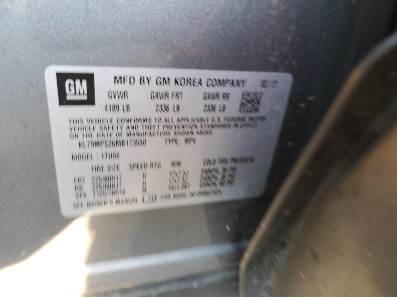 2021 Chevrolet Trailblazer Lt VIN: KL79MPS26MB173550 Lot: 85839405