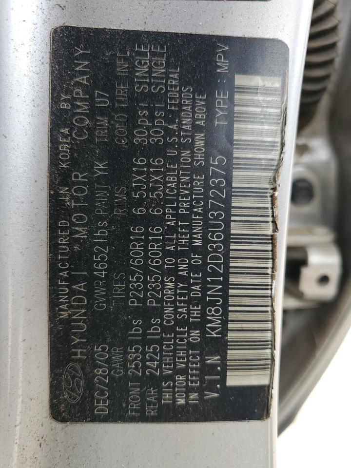 2006 Hyundai Tucson Gls VIN: KM8JN12D36U372375 Lot: 85266015