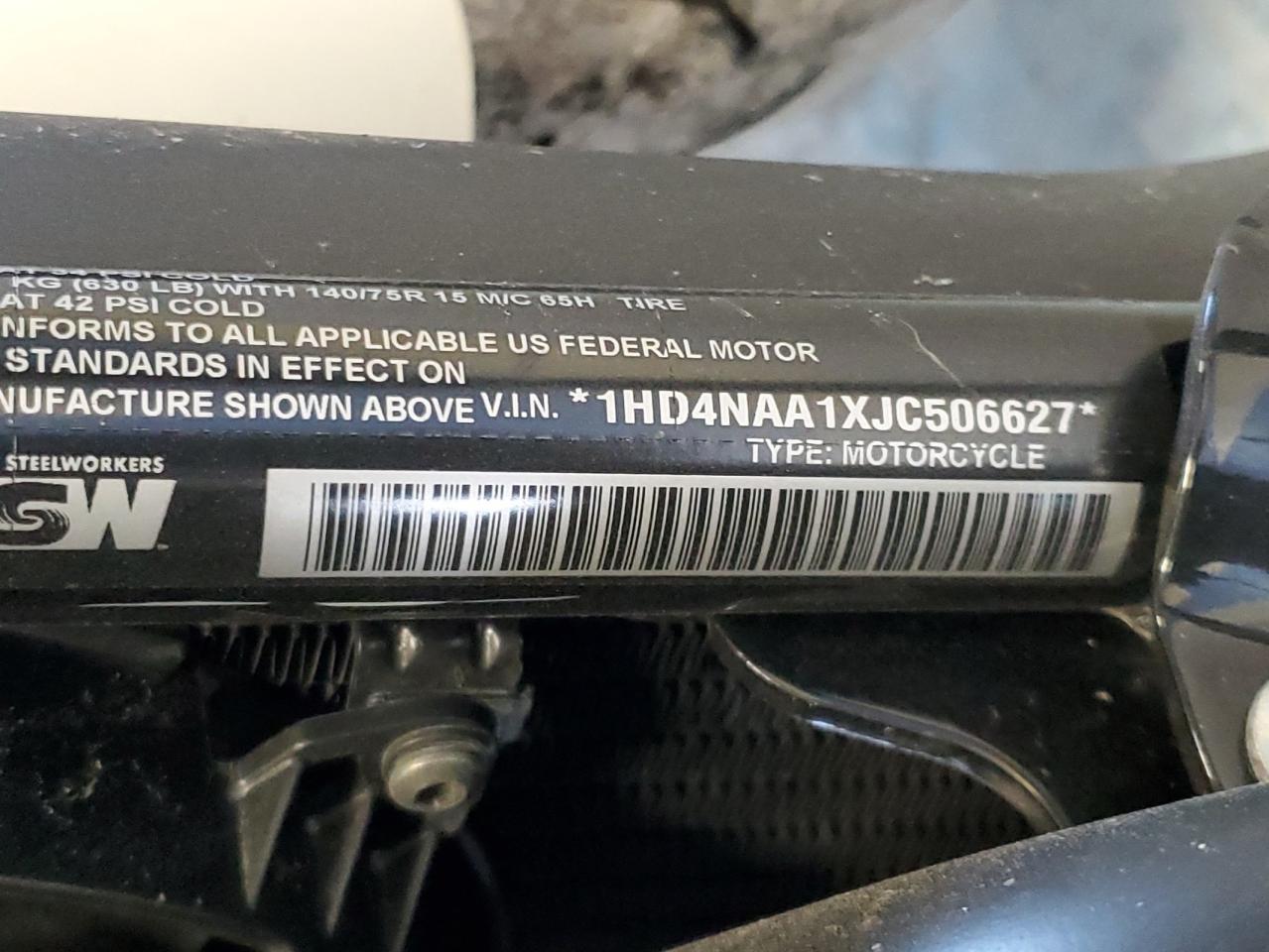 2018 Harley-Davidson Xg500 VIN: 1HD4NAA1XJC506627 Lot: 85824555