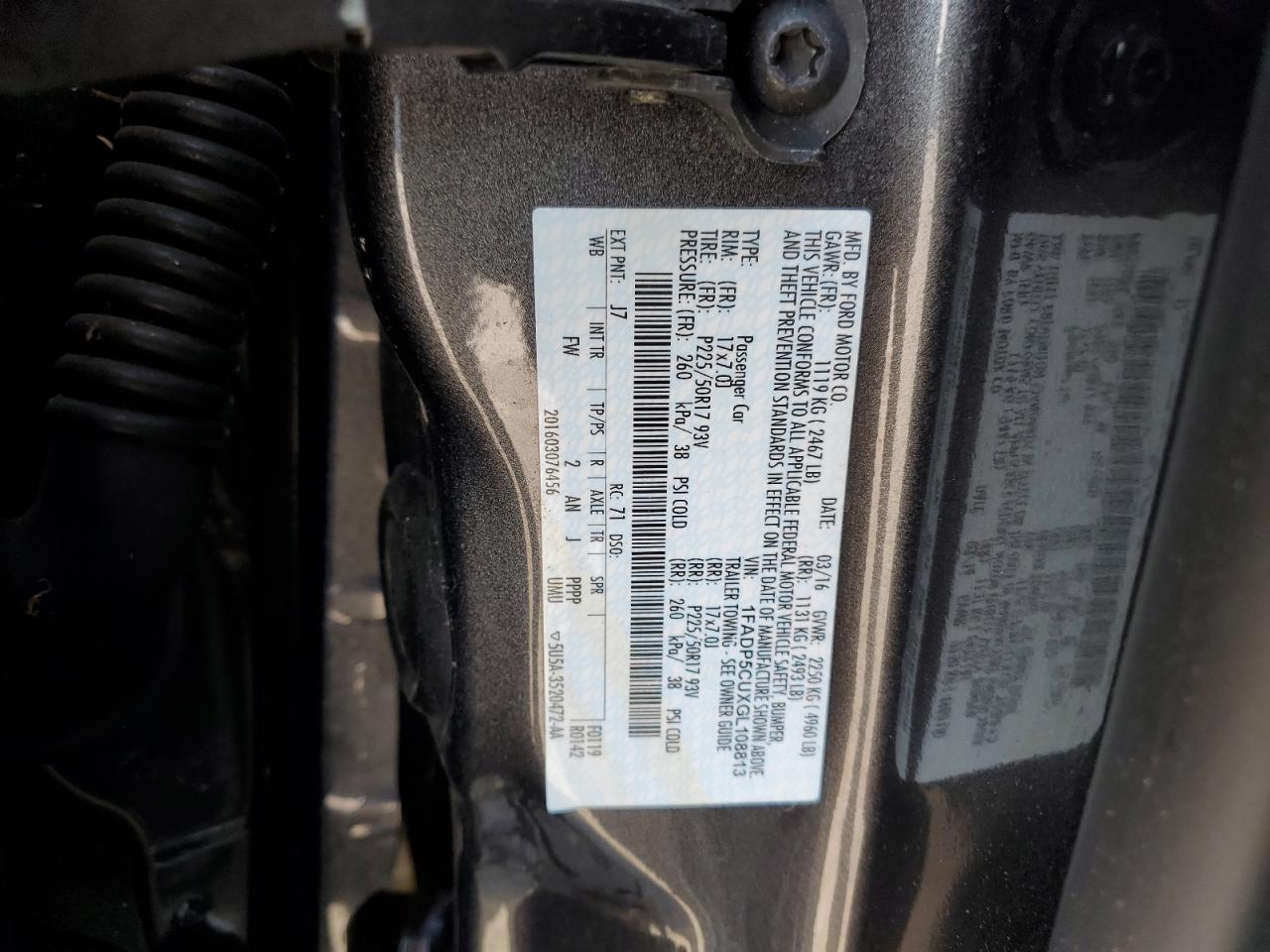 2016 Ford C-Max Premium Sel VIN: 1FADP5CUXGL108813 Lot: 90941895