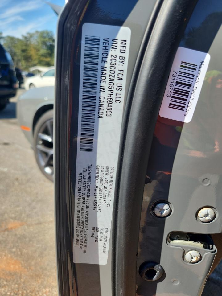 2023 Dodge Challenger Sxt VIN: 2C3CDZAG5PH694003 Lot: 82448565