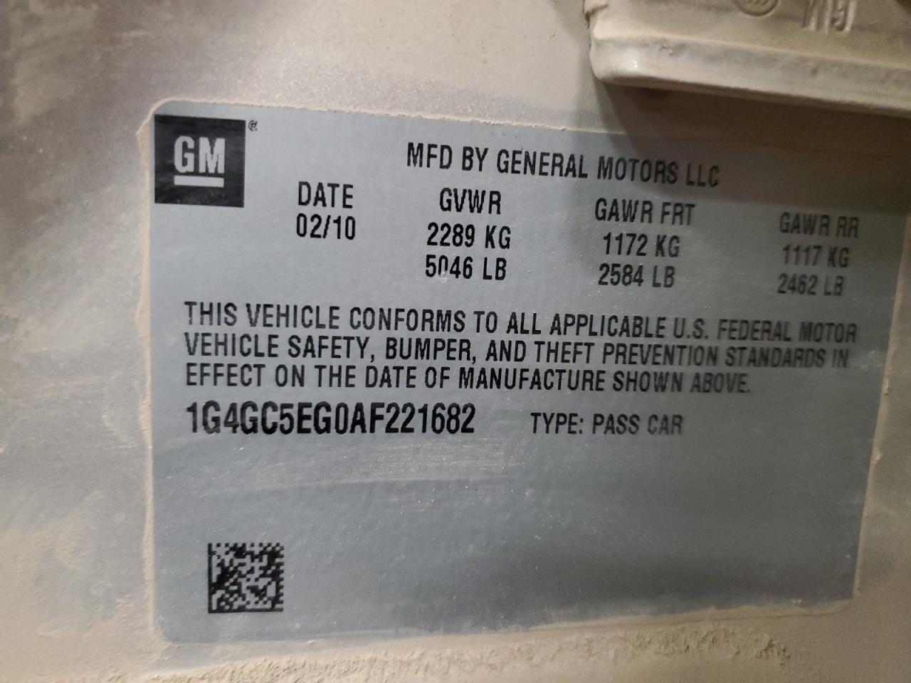 2010 Buick Lacrosse Cxl VIN: 1G4GC5EG0AF221682 Lot: 82779225