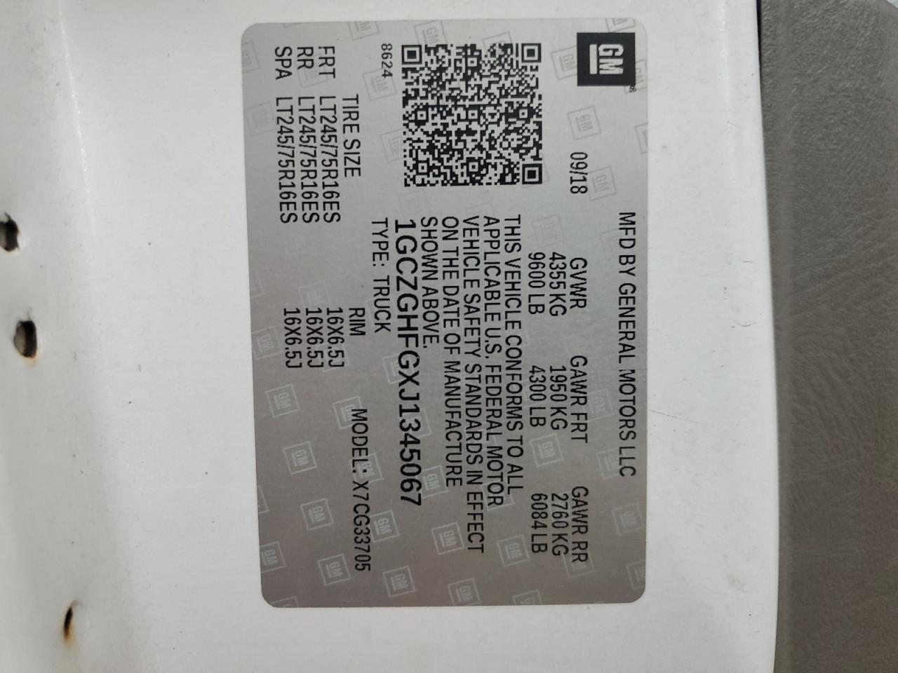 2018 Chevrolet Express G3500 VIN: 1GCZGHFGXJ1345067 Lot: 86628015