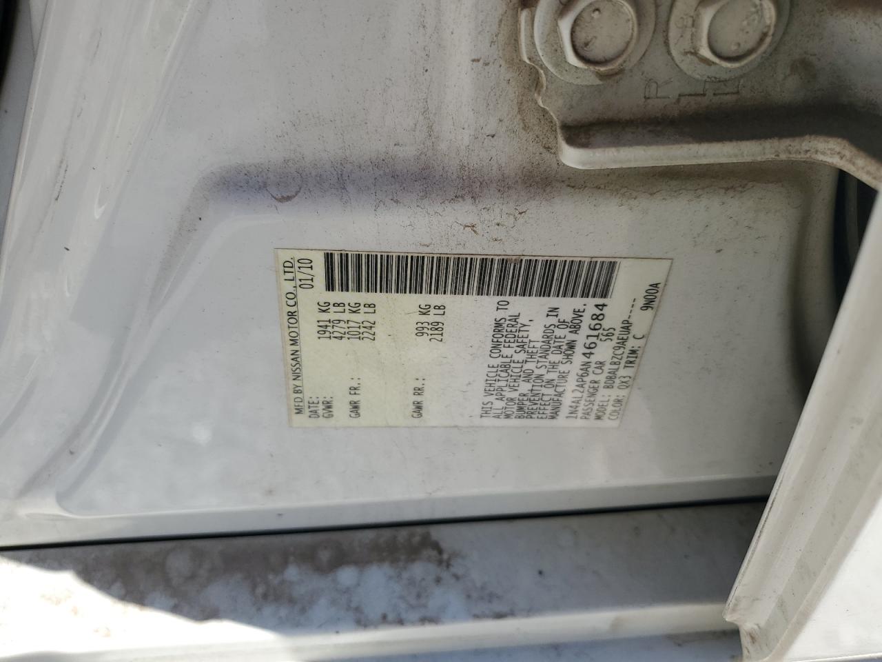 2010 Nissan Altima Base VIN: 1N4AL2AP6AN461684 Lot: 86158645