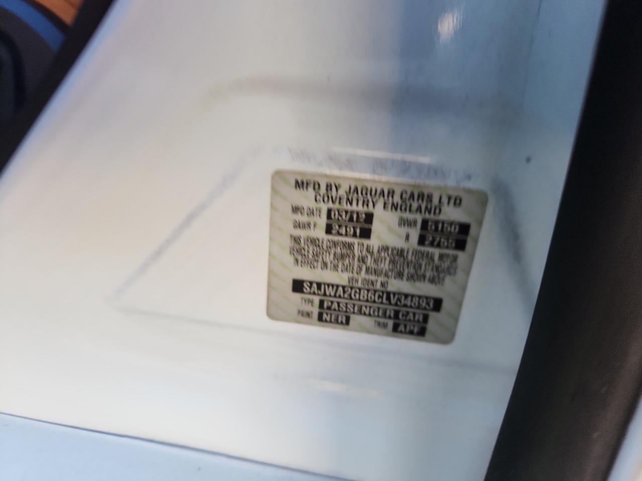 2012 Jaguar Xjl VIN: SAJWA2GB6CLV34893 Lot: 82596525