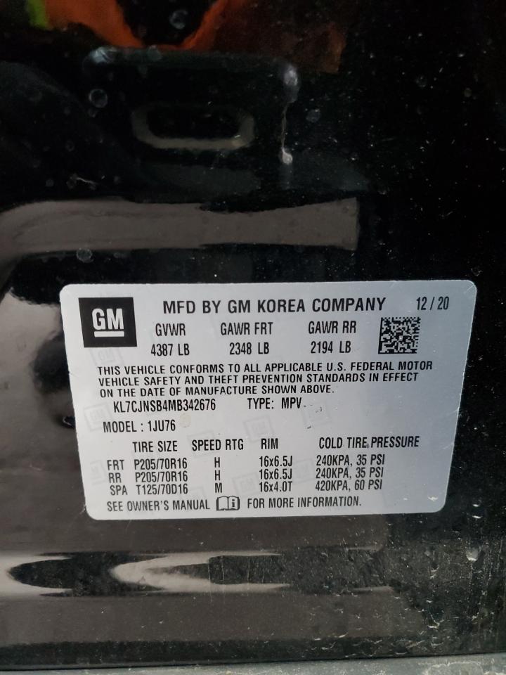 2021 Chevrolet Trax Ls VIN: KL7CJNSB4MB342676 Lot: 89514775