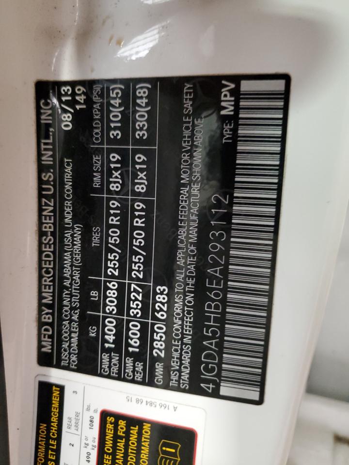 2014 Mercedes-Benz Ml 350 4Matic VIN: 4JGDA5HB6EA293112 Lot: 82628705