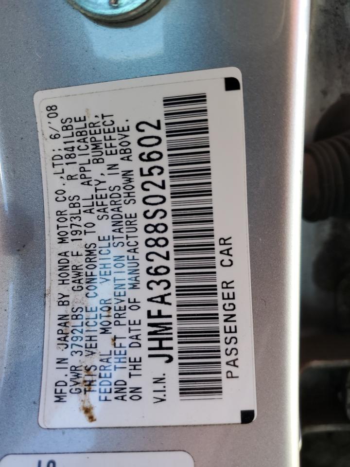 2008 Honda Civic Hybrid VIN: JHMFA36288S025602 Lot: 85147005