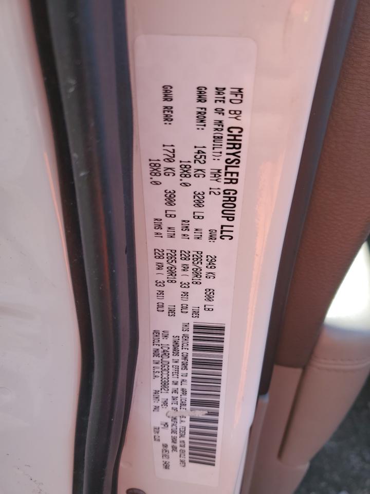 2012 Dodge Durango Crew VIN: 1C4RDJDG3CC338021 Lot: 82359055