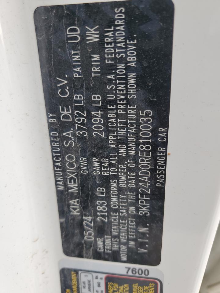 2024 Kia Forte Lx VIN: 3KPF24AD0RE810035 Lot: 85189895