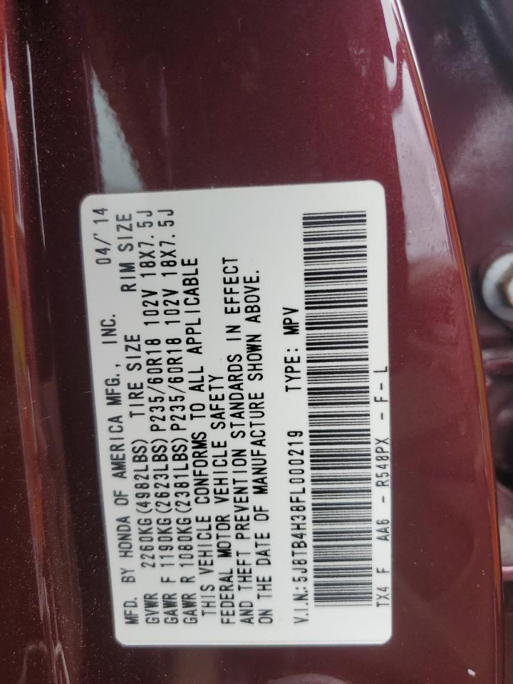 2015 Acura Rdx VIN: 5J8TB4H38FL000219 Lot: 85912515