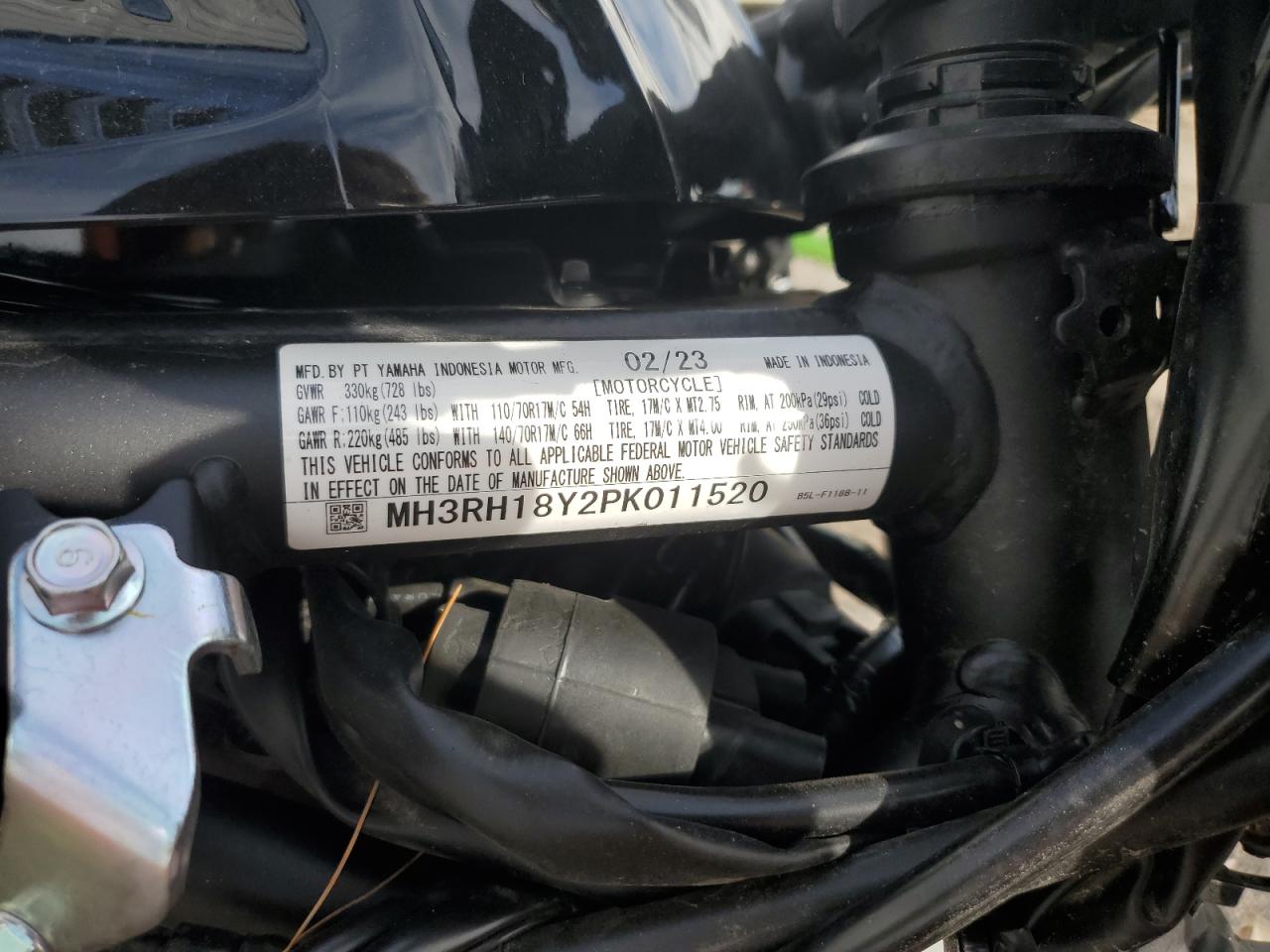 2023 Yamaha Yzfr3 A VIN: MH3RH18Y2PK011520 Lot: 84808315