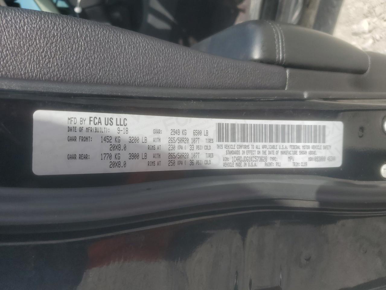 2019 Dodge Durango Gt VIN: 1C4RDJDG1KC573628 Lot: 85583635