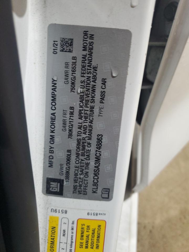 2021 Chevrolet Spark 1Lt VIN: KL8CD6SA3MC748863 Lot: 85551895