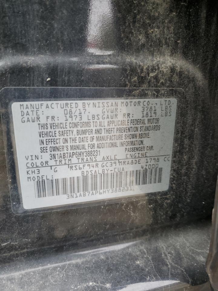 2017 Nissan Sentra S VIN: 3N1AB7AP6HY388231 Lot: 85692095