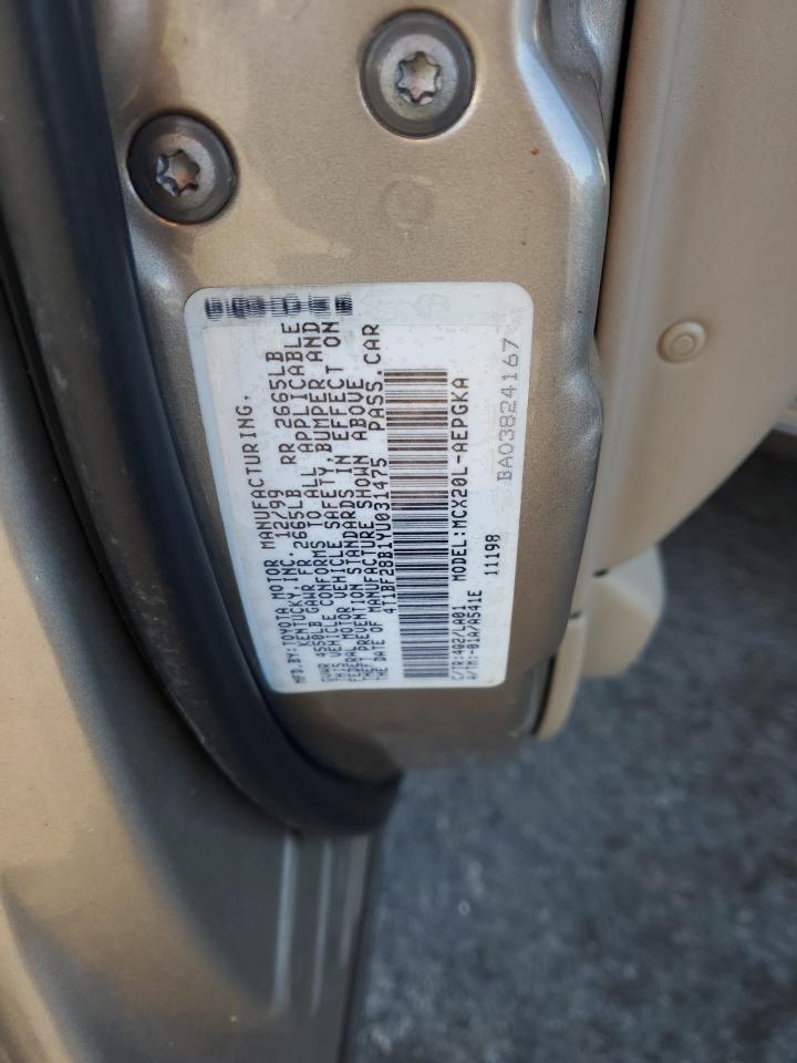 2000 Toyota Avalon Xl VIN: 4T1BF28B1YU031475 Lot: 86785035