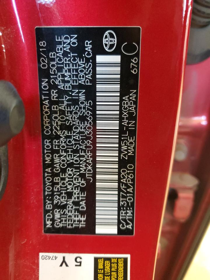 2018 Toyota Prius VIN: JTDKARFU9J3056975 Lot: 81764555