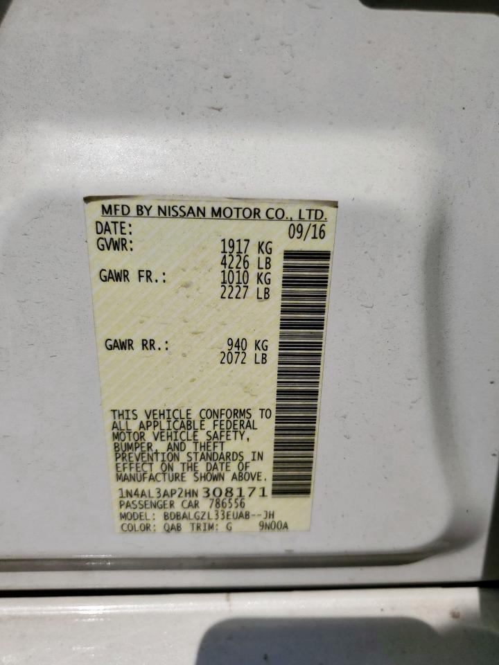 2017 Nissan Altima 2.5 VIN: 1N4AL3AP2HN308171 Lot: 85196545