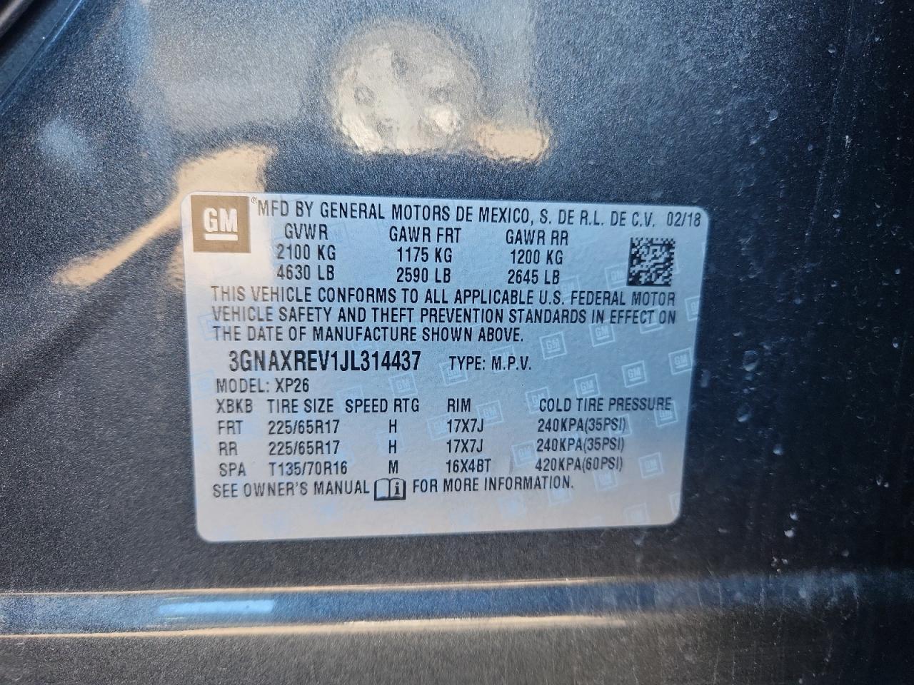 2018 Chevrolet Equinox Ls VIN: 3GNAXREV1JL314437 Lot: 82219835