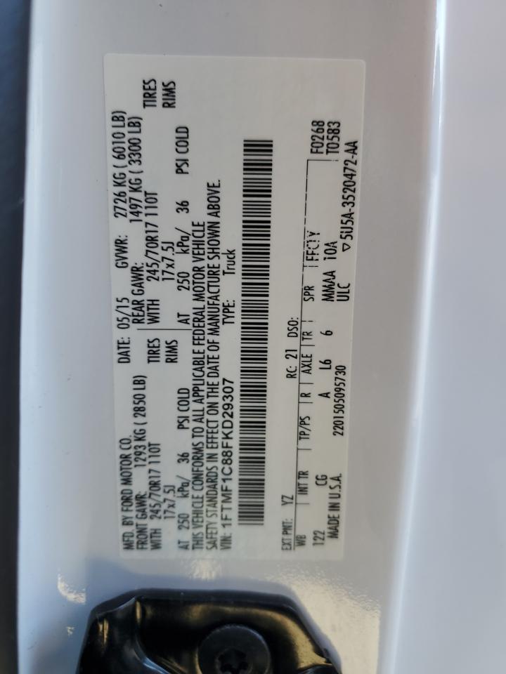 2015 Ford F150 VIN: 1FTMF1C88FKD29307 Lot: 87084145