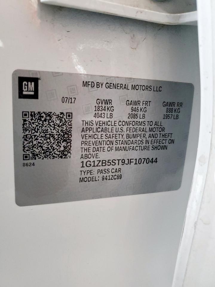 2018 Chevrolet Malibu Ls VIN: 1G1ZB5ST9JF107044 Lot: 85870225