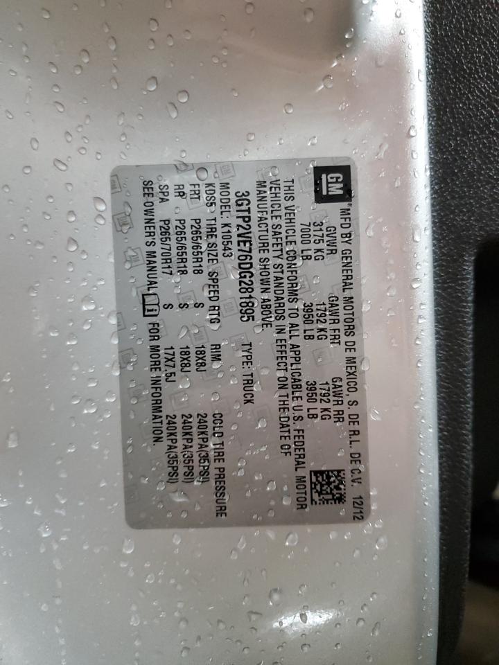 2013 GMC Sierra K1500 Sle VIN: 3GTP2VE76DG281895 Lot: 90489945