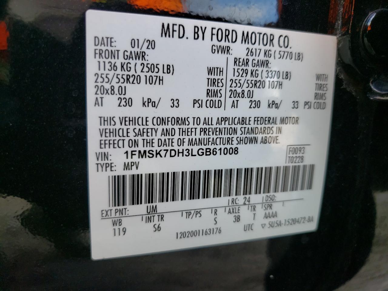 2020 Ford Explorer Xlt VIN: 1FMSK7DH3LGB61008 Lot: 84544915