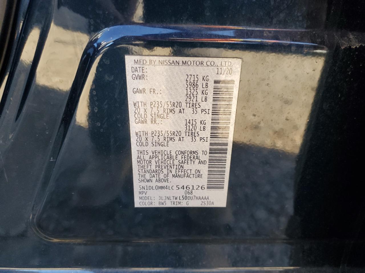 2020 Infiniti Qx60 Luxe VIN: 5N1DL0MM4LC546126 Lot: 90052925