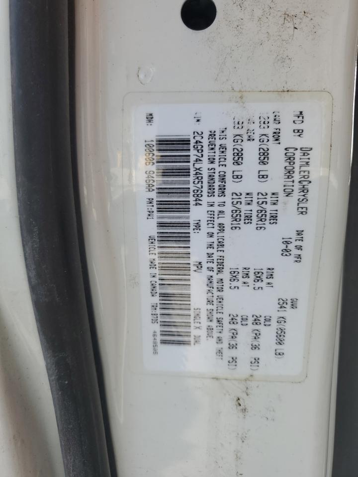 2004 Chrysler Town & Country Ex VIN: 2C4GP74LX4R576844 Lot: 87376115