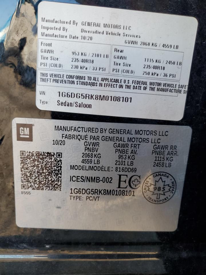 2021 Cadillac Ct4 Sport VIN: 1G6DG5RK8M0108101 Lot: 87060495