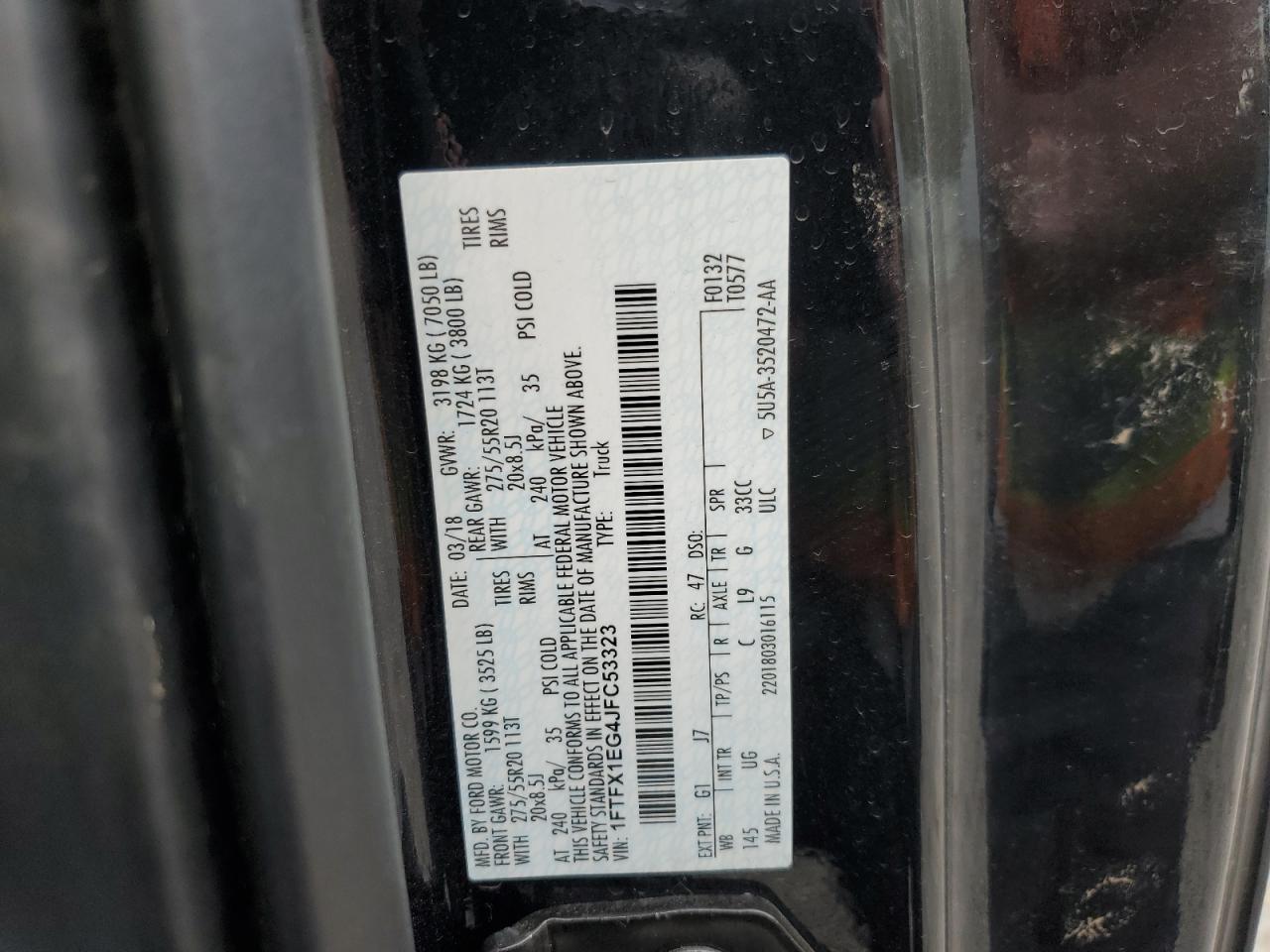 2018 Ford F150 Super Cab VIN: 1FTFX1EG4JFC53323 Lot: 84660405