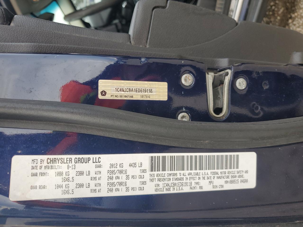 2014 Jeep Compass Sport VIN: 1C4NJCBA1ED619118 Lot: 85903455