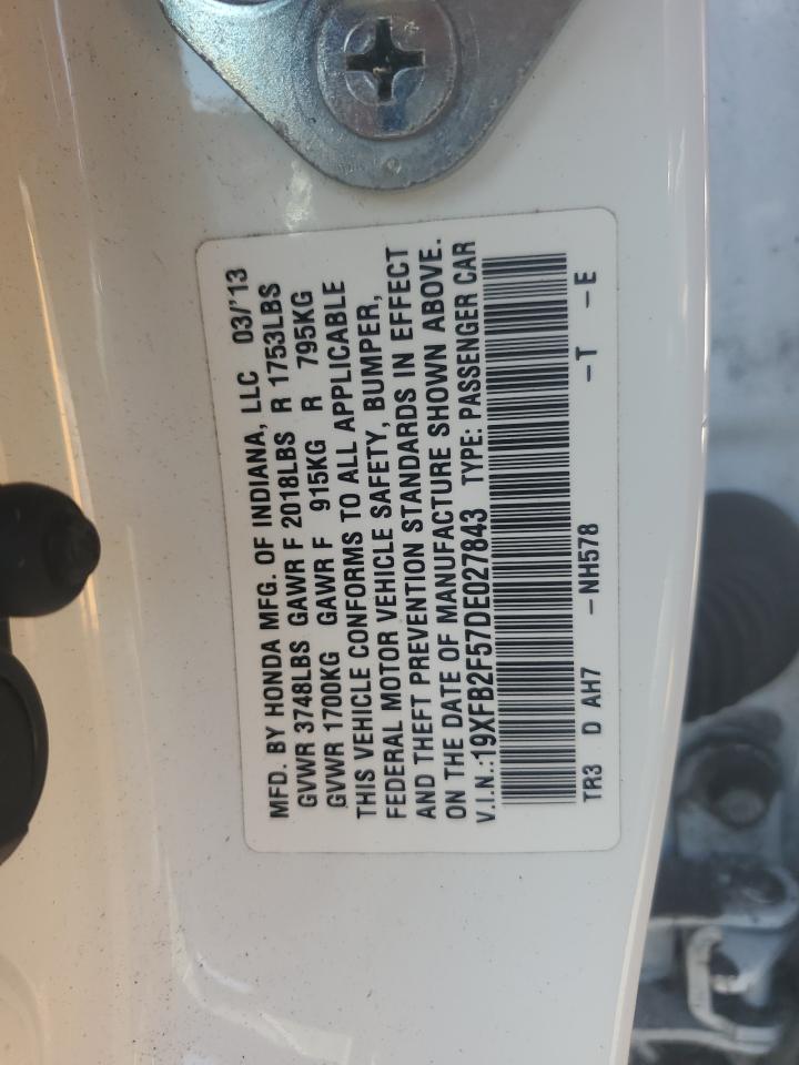 2013 Honda Civic Lx VIN: 19XFB2F57DE027843 Lot: 82369895