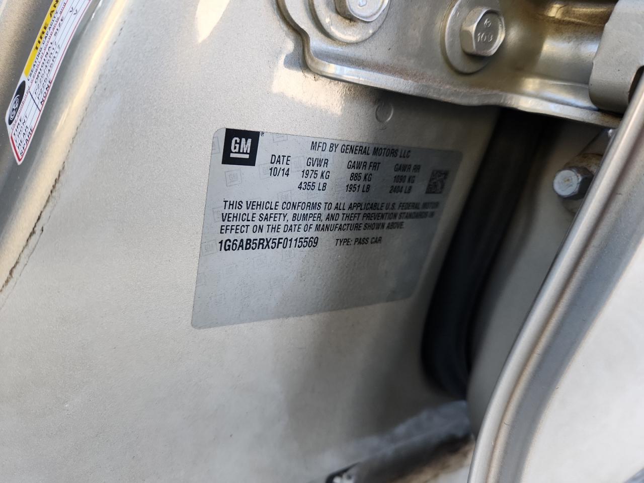2015 Cadillac Ats Luxury VIN: 1G6AB5RX5F0115569 Lot: 82193455