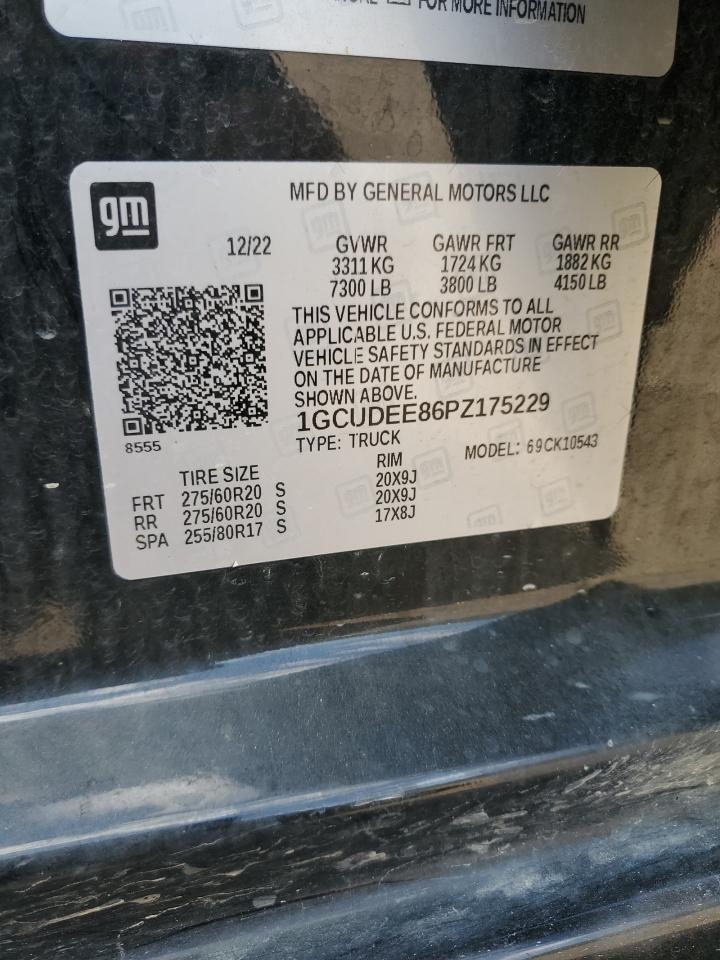 2023 Chevrolet Silverado K1500 Rst VIN: 1GCUDEE86PZ175229 Lot: 85132035